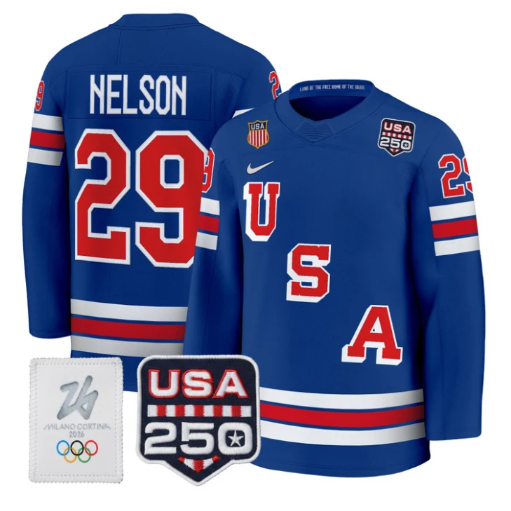 Brock Nelson Jersey #19 USA Olympic 250 Patch Hockey 2026 Stitched