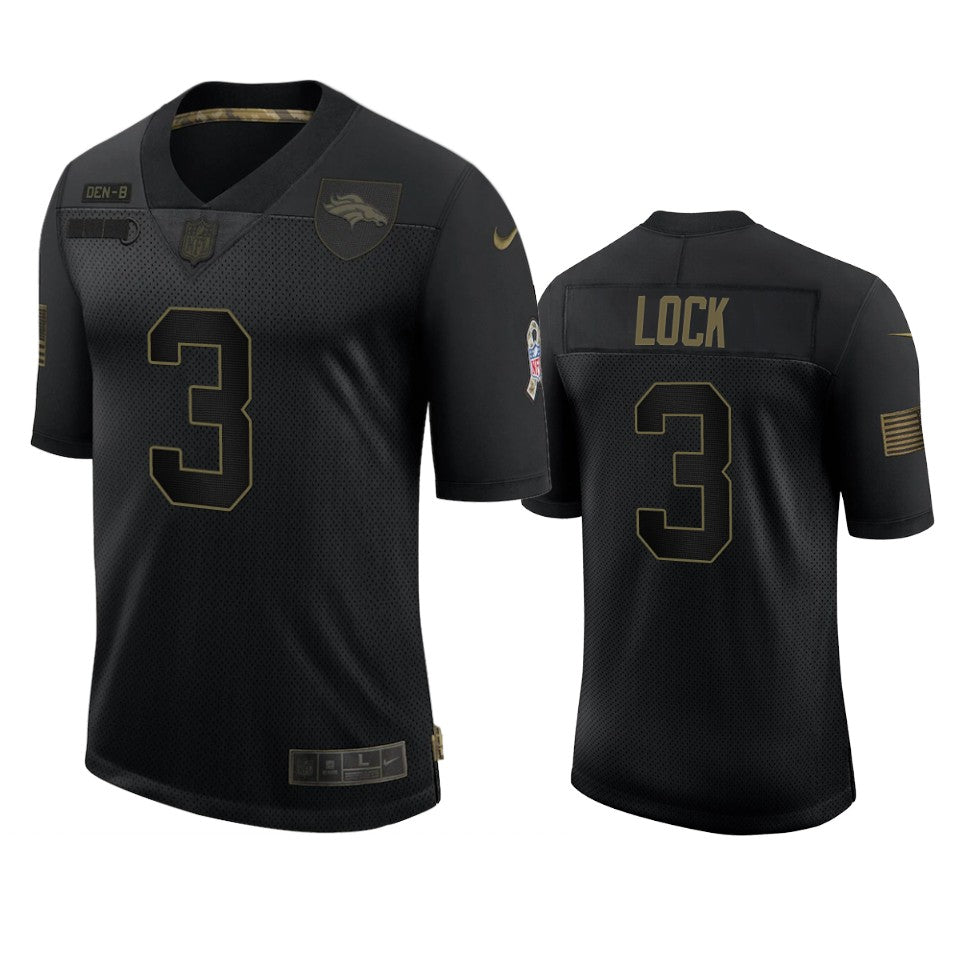 Broncos Drew Lock Limited Jersey Black 2020 Salute To Service