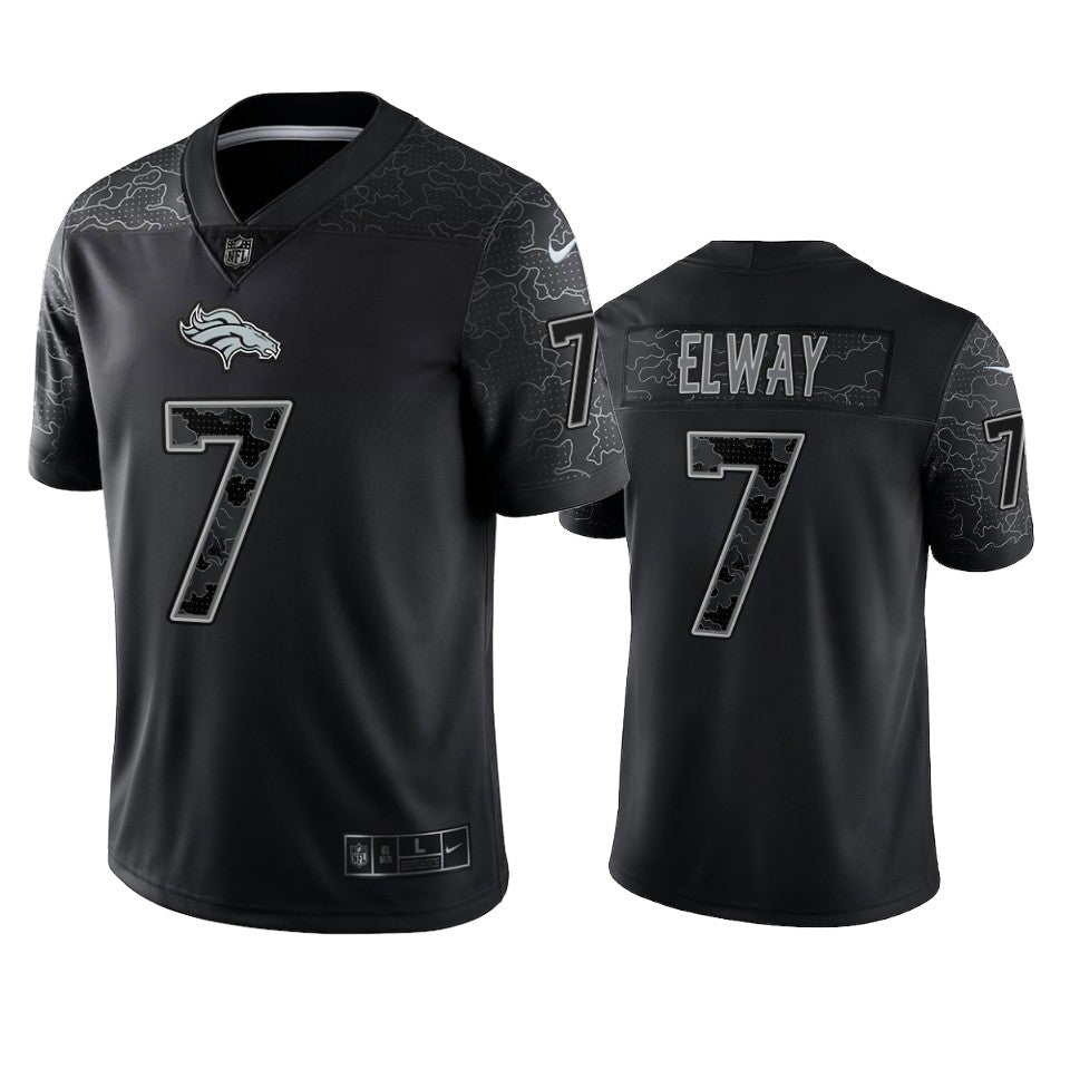 Broncos John Elway Reflective Limited Black Jersey