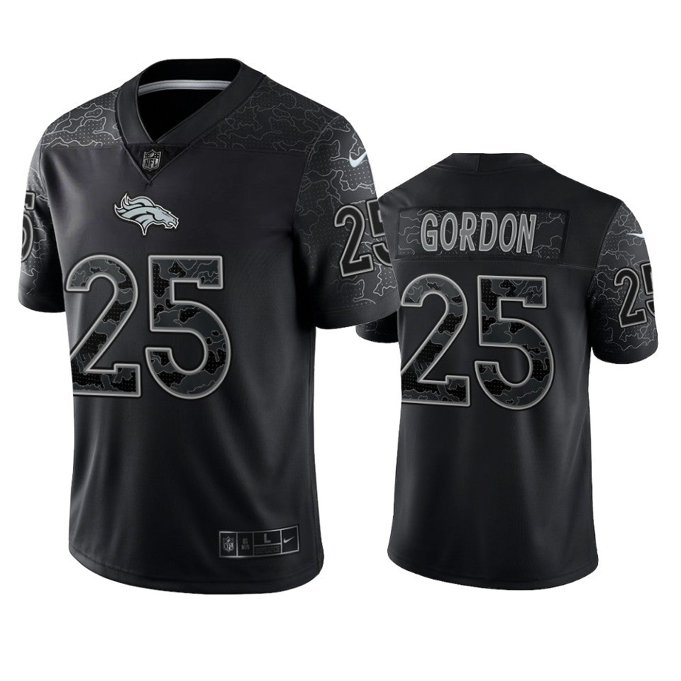 Broncos Melvin Gordon Reflective Limited Black Jersey