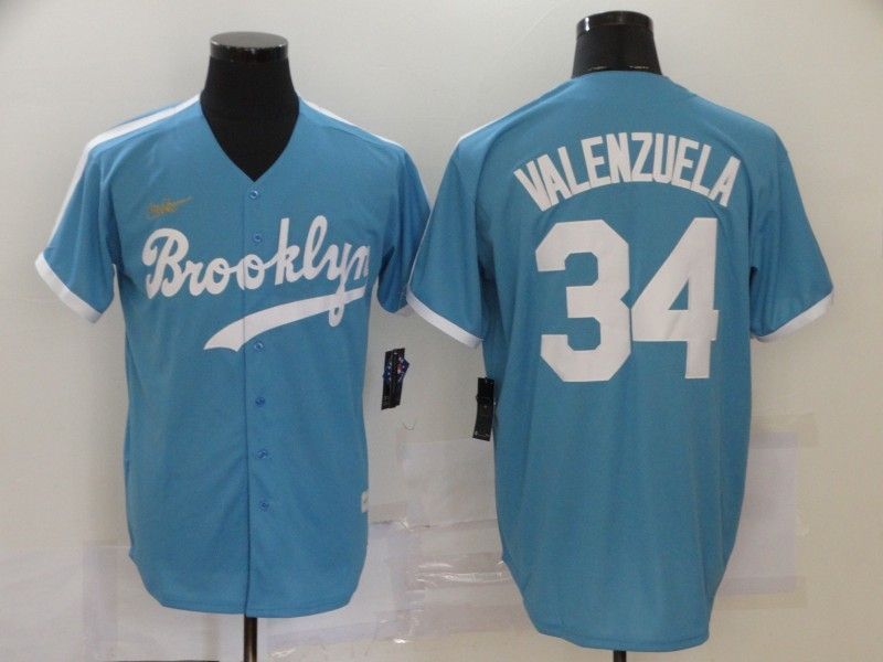 Brooklyn Dodgers Fernando Valenzuela 34 2020 Mlb Blue Jersey