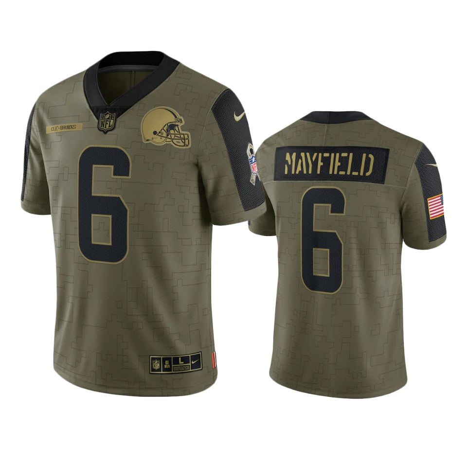 Browns Baker Mayfield Limited Jersey Olive 2021 Salute To Service