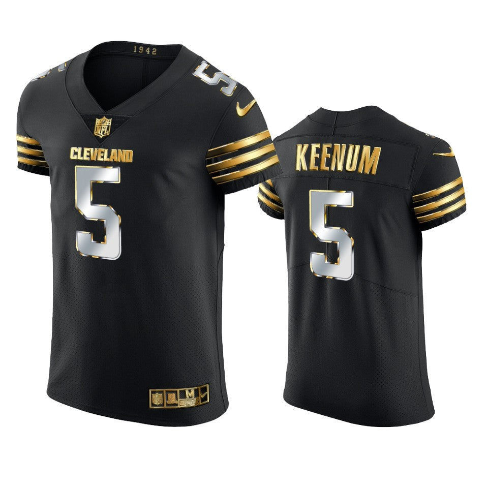 Browns Case Keenum Golden Edition Black Vapor Elite Jersey