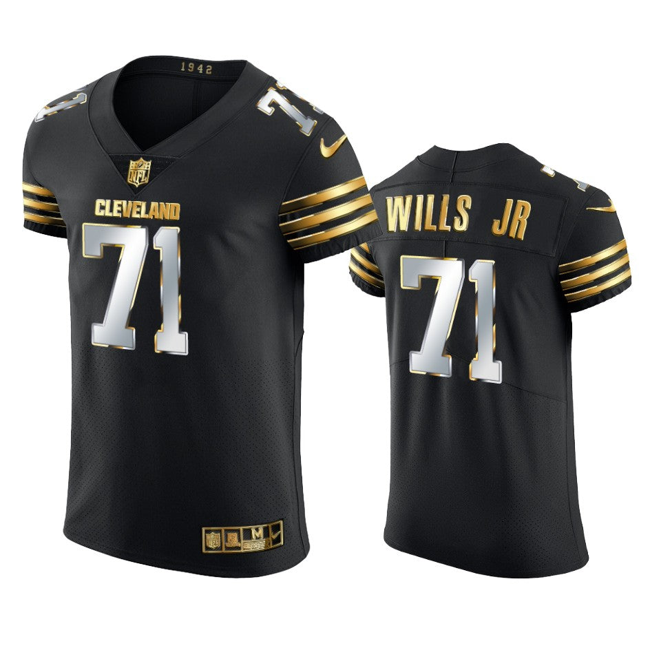 Browns Jedrick Wills Golden Edition Black Vapor Elite Jersey