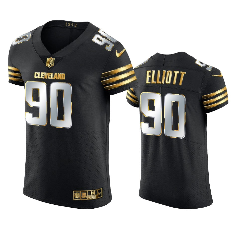 Browns Jordan Elliott Golden Edition Black Vapor Elite Jersey