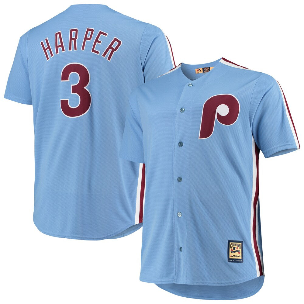 Bryce Harper Philadelphia Phillies Majestic Big Tall Alternate Cool Base Player Jersey Light Blue
