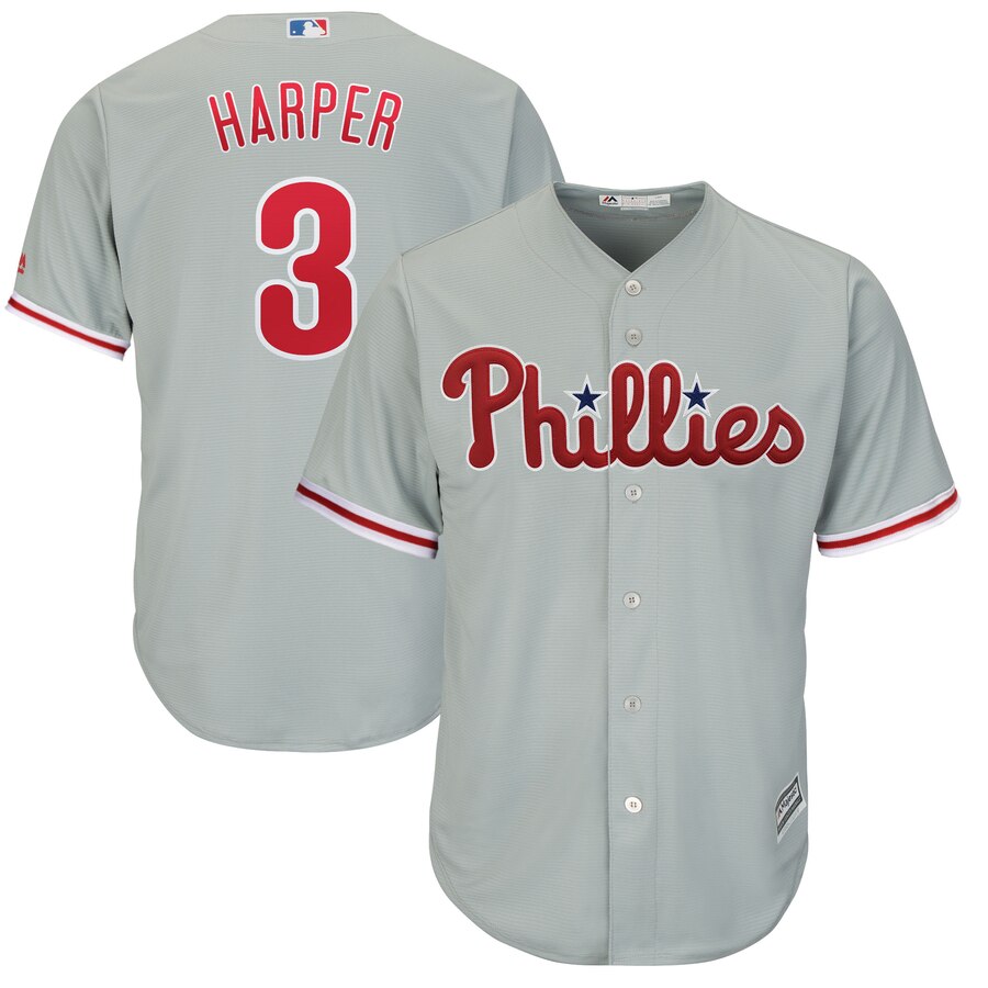 Bryce Harper Philadelphia Phillies Majestic Official Cool Base Replica Player Jersey Gray