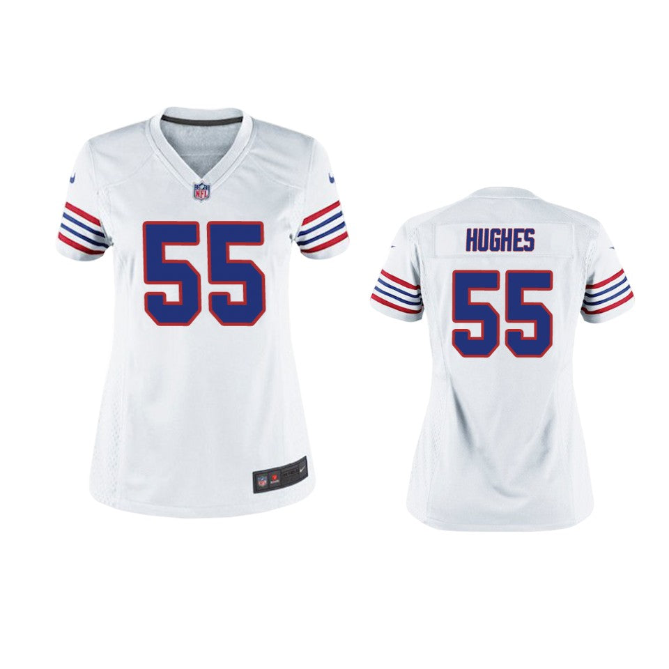 Buffalo Bills Jerry Hughes White Throwback Game Jersey Women