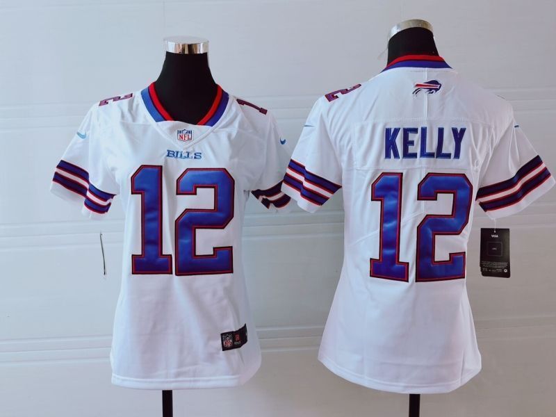 Buffalo Bills Jim Kelly 12 Nfl 2020 White Womens Jersey