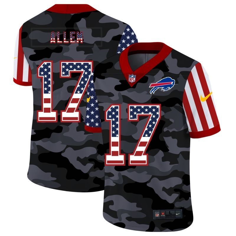 Buffalo Bills Josh Allen 17 Nfl 2020 American Flag Camo Jersey