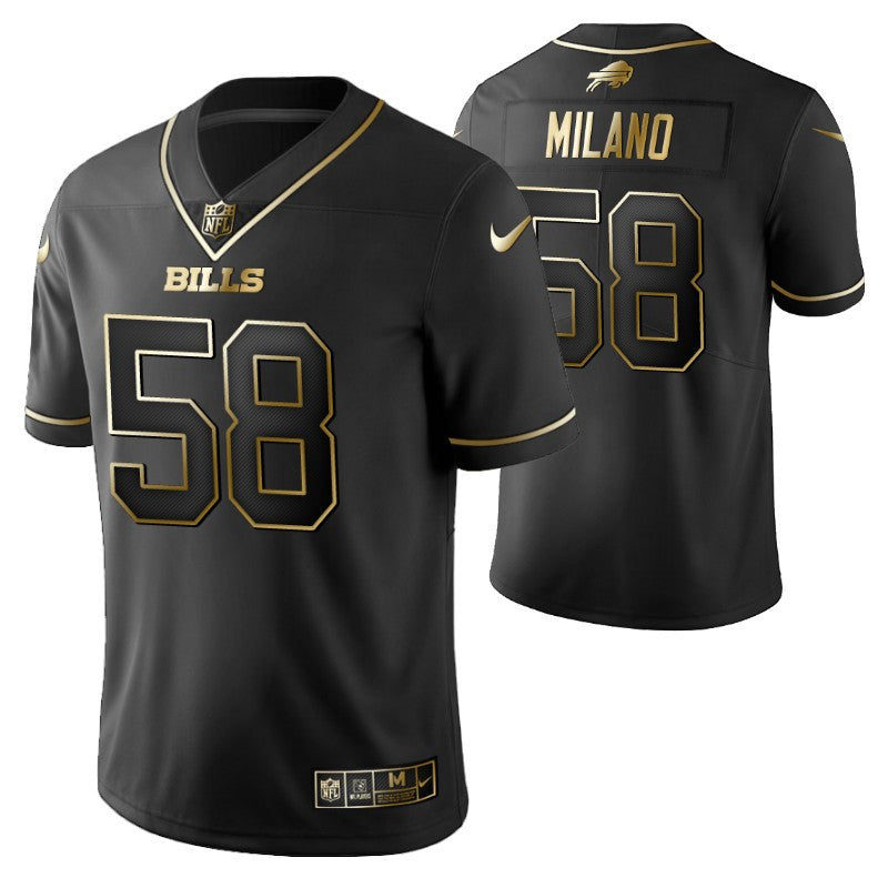 Buffalo Bills Matt Milano 58 2021 Nfl Golden Brandedition Black Jersey Gift For Bills Fans