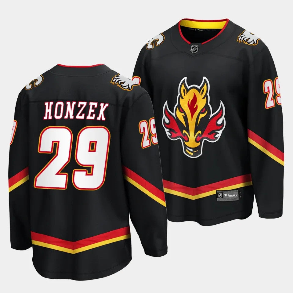 Calgary Flames 29 Samuel Honzek 2023 Nhl Draft Alternate Black Jersey