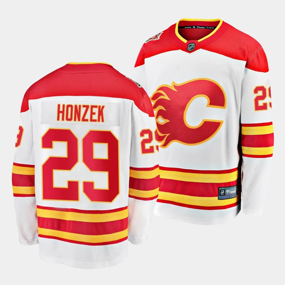 Calgary Flames 29 Samuel Honzek Away White Jersey 2023 Nhl Draft