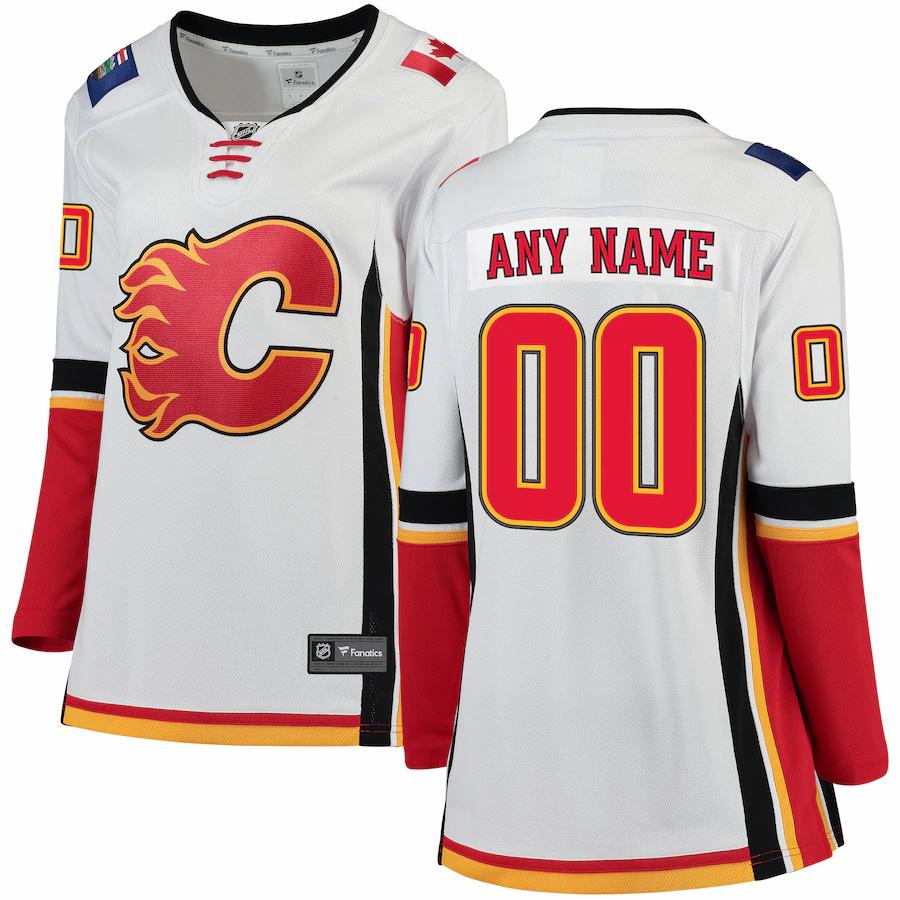Calgary Flames Fanatics Branded Womens Away Breakaway Custom Jersey White