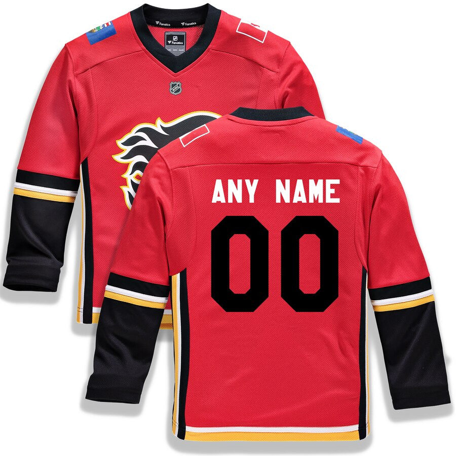 Calgary Flames Fanatics Branded Youth Home Replica Custom Jersey Red