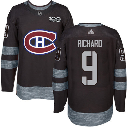 Canadiens 9 Maurice Richard Black 1917 2017 100th Anniversary Stitched Nhl Jersey