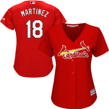 Cardinals 18 Carlos Martinez Red Alternate Womens Stitched Baseball Jersey