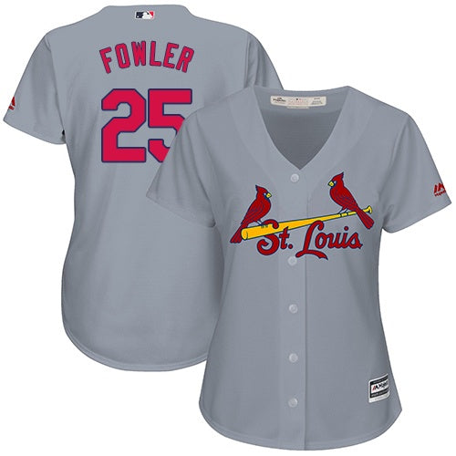 Cardinals 25 Dexter Fowler Grey Road Womens Stitched Baseball Jersey