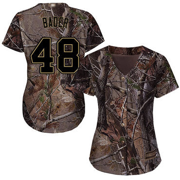 Cardinals 48 Harrison Bader Camo Realtree Collection Cool Base Womens Stitched Baseball Jersey