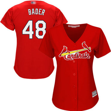 Cardinals 48 Harrison Bader Red Alternate Womens Stitched Baseball Jersey