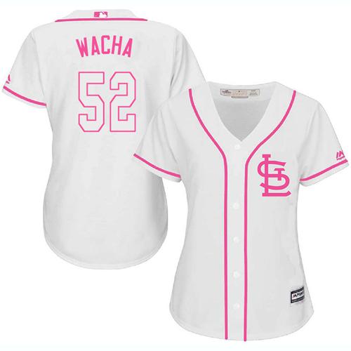 Cardinals 52 Michael Wacha White Pink Fashion Womens Stitched Baseball Jersey