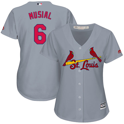 Cardinals 6 Stan Musial Grey Road Womens Stitched Baseball Jersey