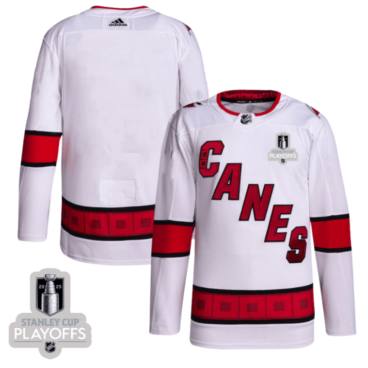 Carolina Hurricanes 2025 NHL Playoffs Patch Away Men Jersey White