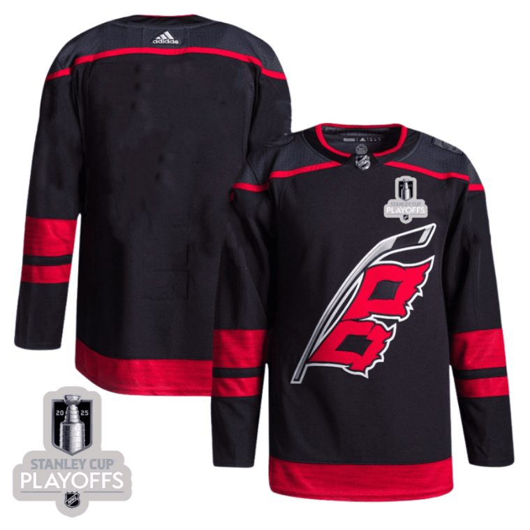 Carolina Hurricanes 2025 NHL Playoffs Patch Home Men Jersey Black