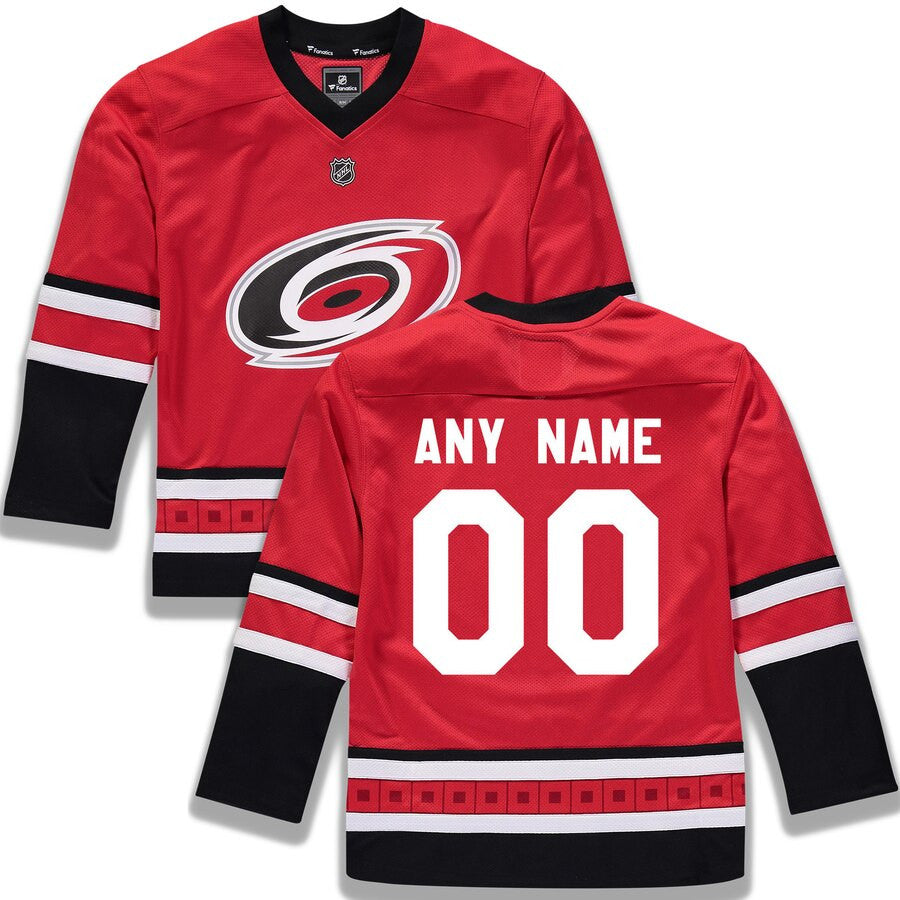 Carolina Hurricanes Fanatics Branded Youth Home Replica Custom Jersey Red