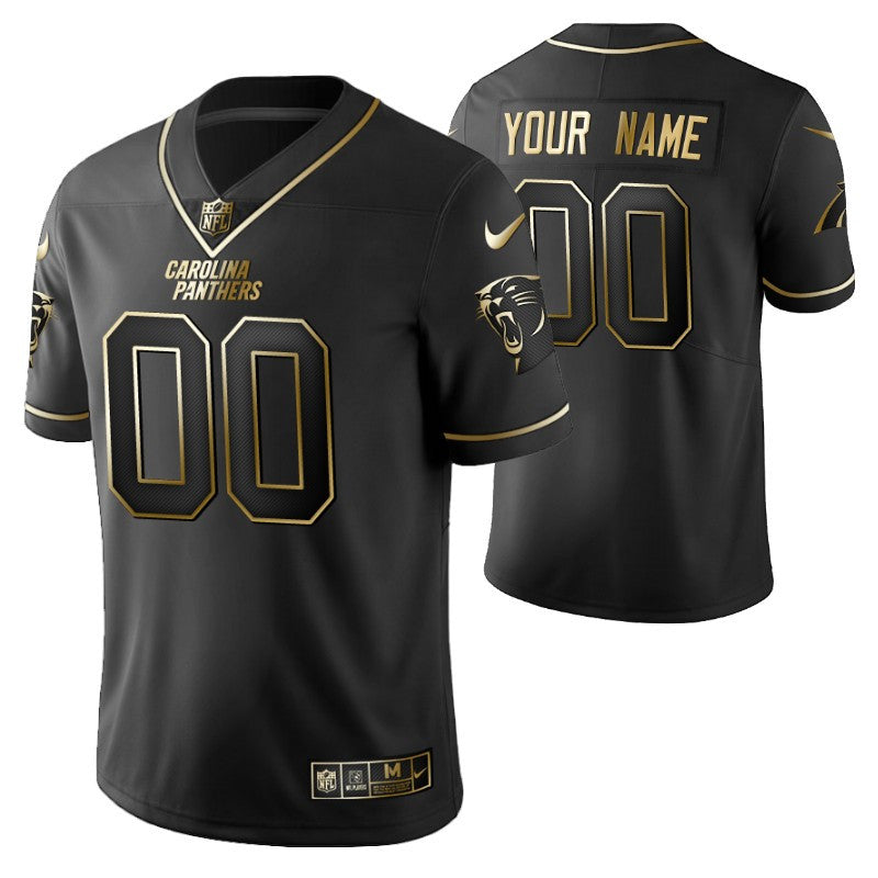 Carolina Panthers 2021 Nfl Golden Brandedition Black Jersey Gift With Custom Name Number For Panthers Fans