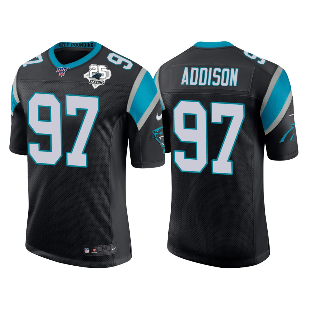 Carolina Panthers 25th Anniversary Mario Addison Black Vapor Limited Jersey