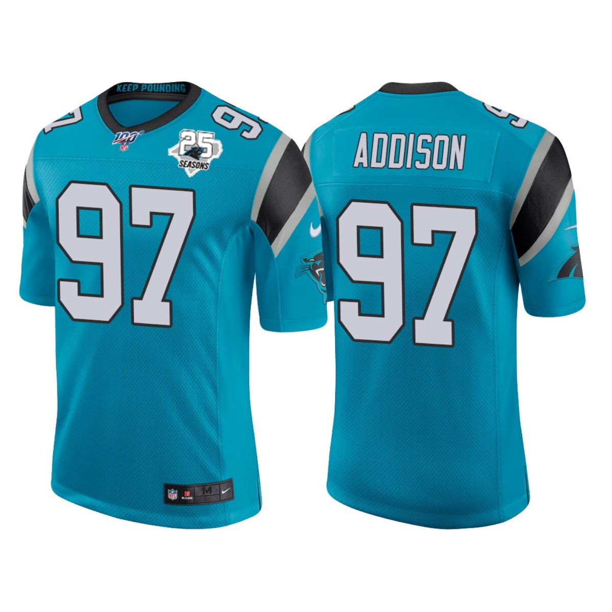 Carolina Panthers 25th Anniversary Mario Addison Blue Classic Limited Jersey