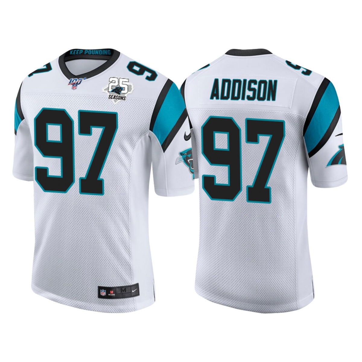 Carolina Panthers 25th Anniversary Mario Addison White Vapor Limited Jersey