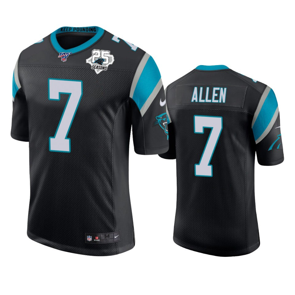 Carolina Panthers Kyle Allen Black 25th Season Vapor Limited Jersey