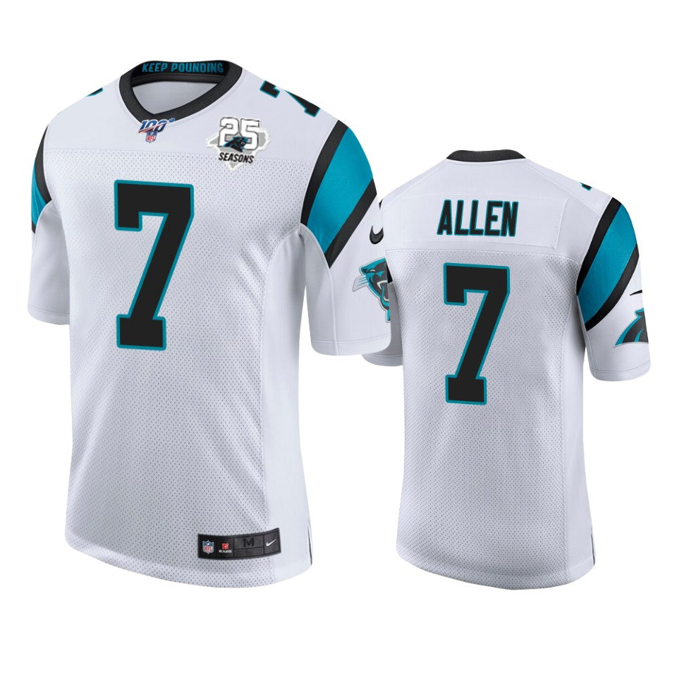 Carolina Panthers Kyle Allen White 25th Season Vapor Limited Jersey