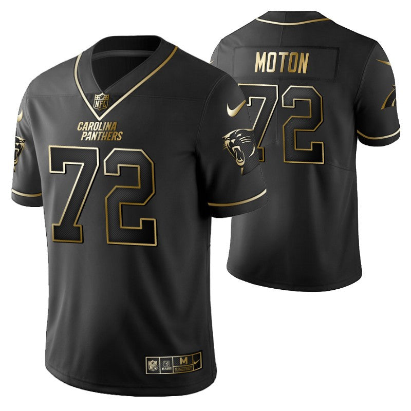 Carolina Panthers Taylor Moton 72 2021 Nfl Golden Brandedition Black Jersey Gift For Panthers Fans