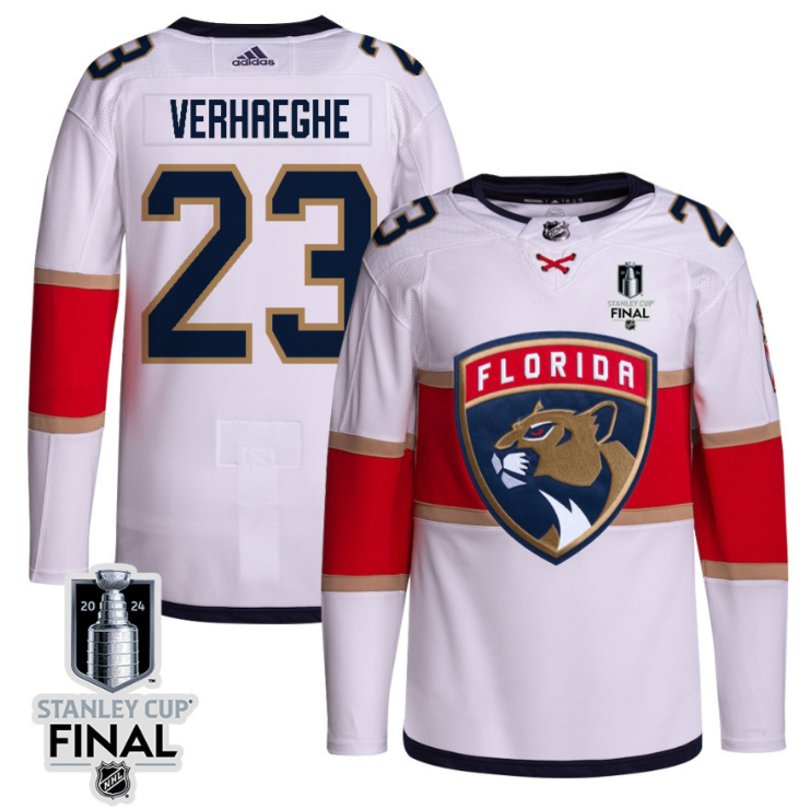 Carter Verhaeghe 23 Florida Panthers 2024 STANLEY CUP Final Away Breakaway Jerse