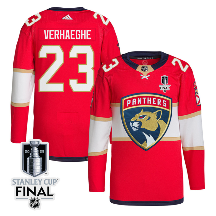Carter Verhaeghe 23 Florida Panthers 2025 STANLEY CUP Final Patch Home Men Jerse