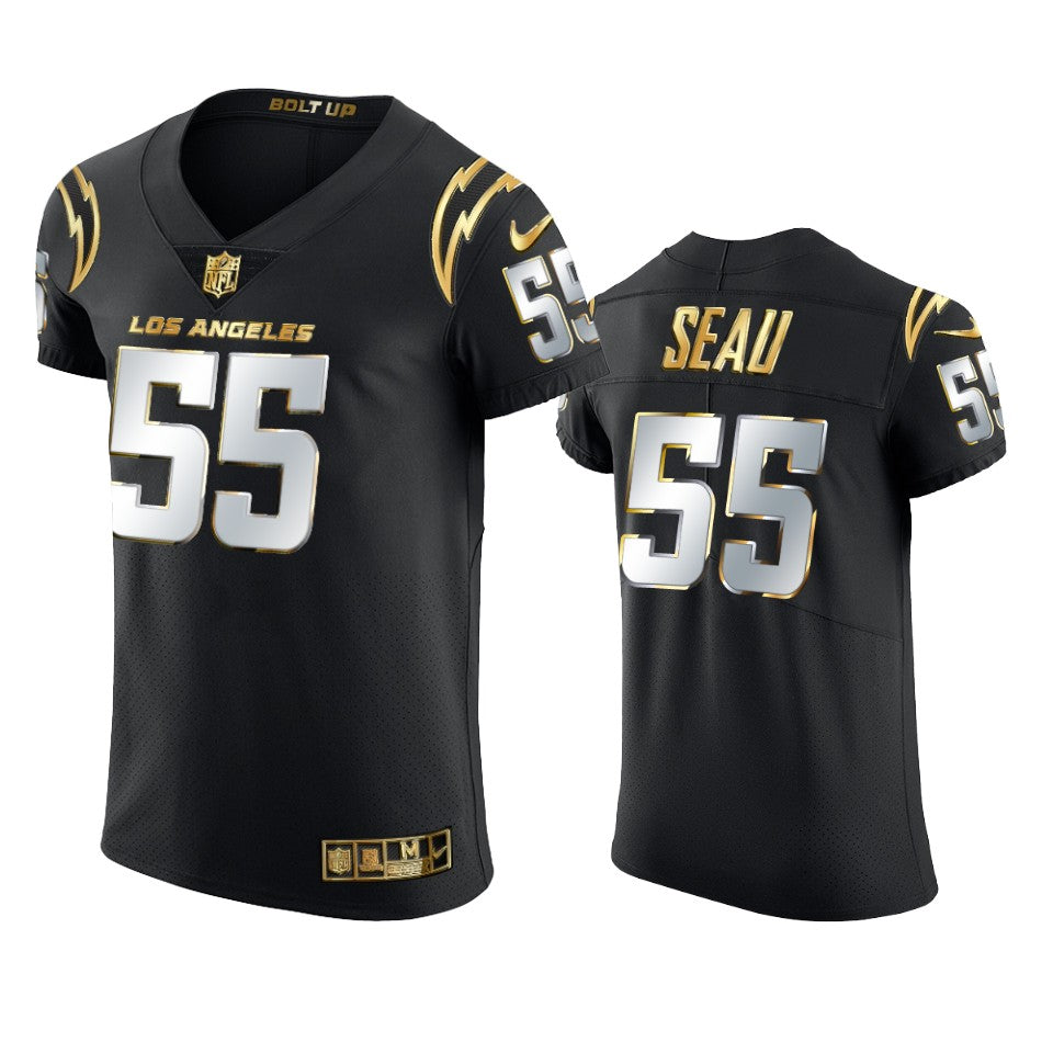 Chargers Junior Seau Golden Edition Black Elite Jersey