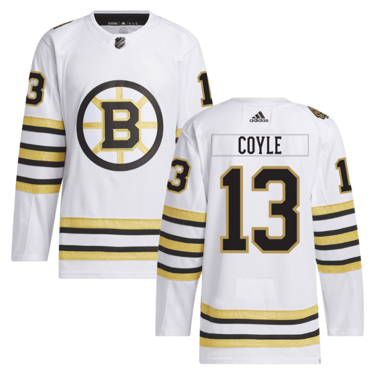 Charlie Coyle 13 Boston Bruins 100th Anniversary Primegreen Away Men Jersey Whit
