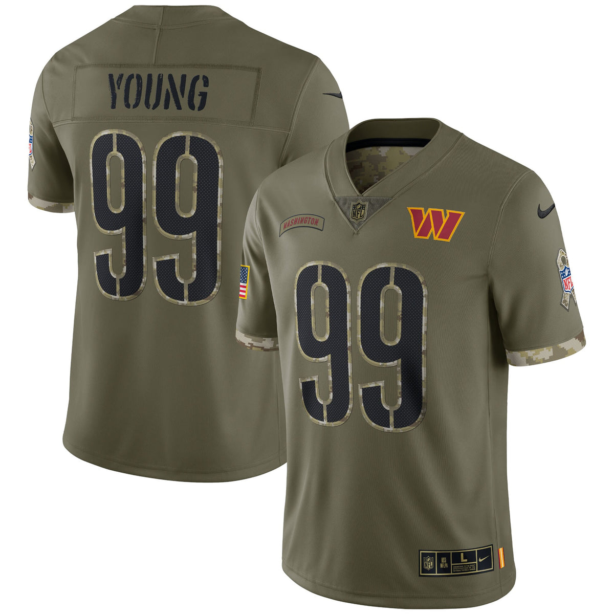 Chase Young Washington Commanders Nike 2022 Salute To Service Limited Jersey Olive