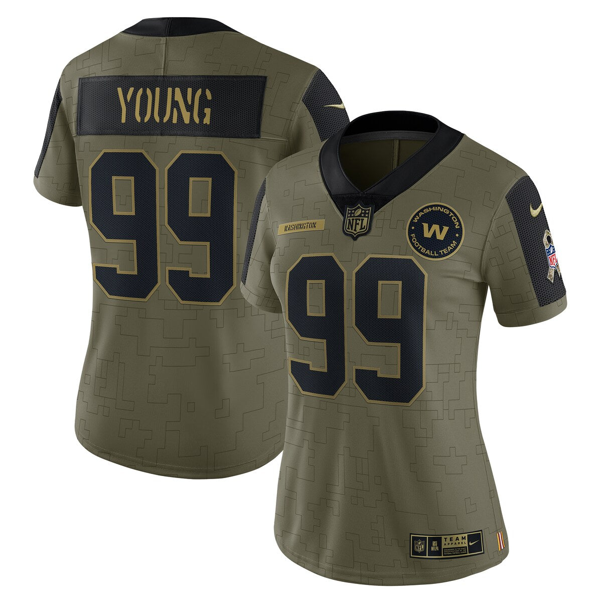 Chase Young Washington Football Team Nike Womens 2021 Salute To Service Limited Player Jersey Olive