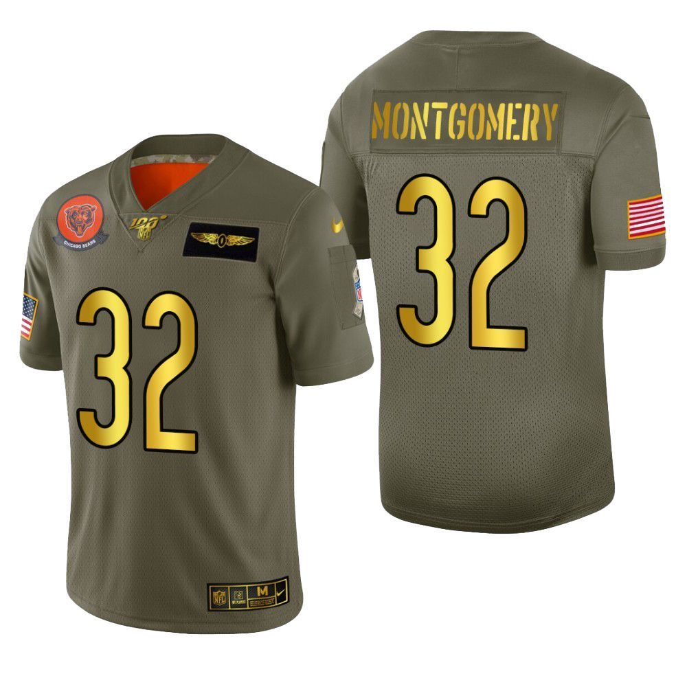Chicago Bears David Montgomery 2019 Salute To Service Nfl 100 Mens Jersey Metallic