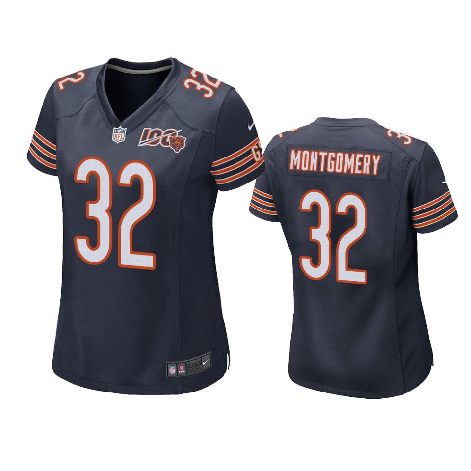 Chicago Bears David Montgomery Navy 100th Season Game Jersey Womens