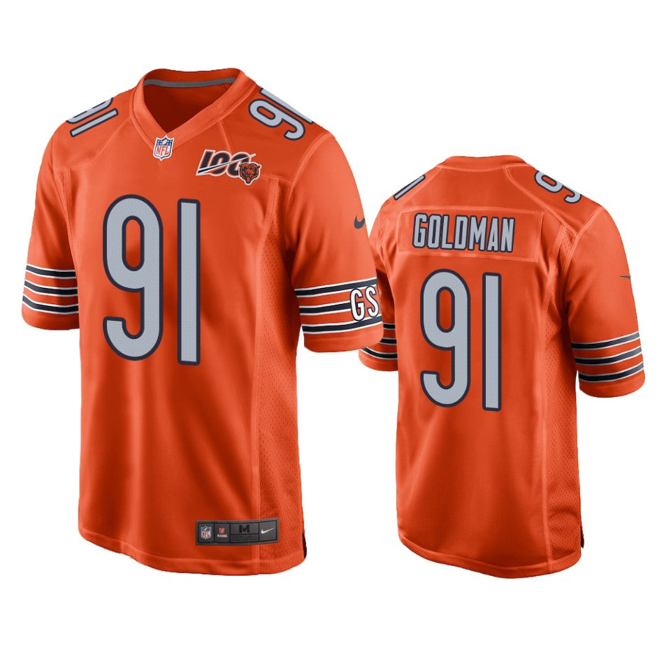 Chicago Bears Eddie Goldman Orange 100th Season Game Jersey Mens