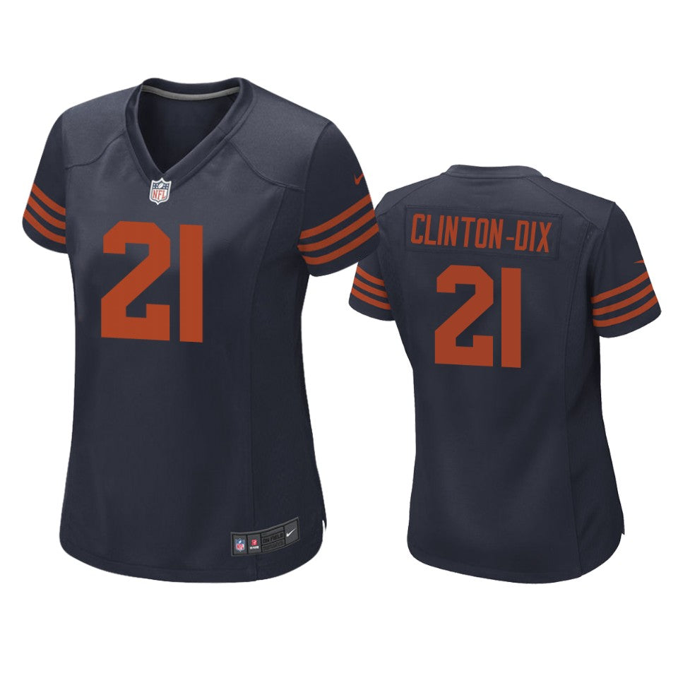 Chicago Bears Ha Ha Clinton dix Navy Throwback Game Jersey Women