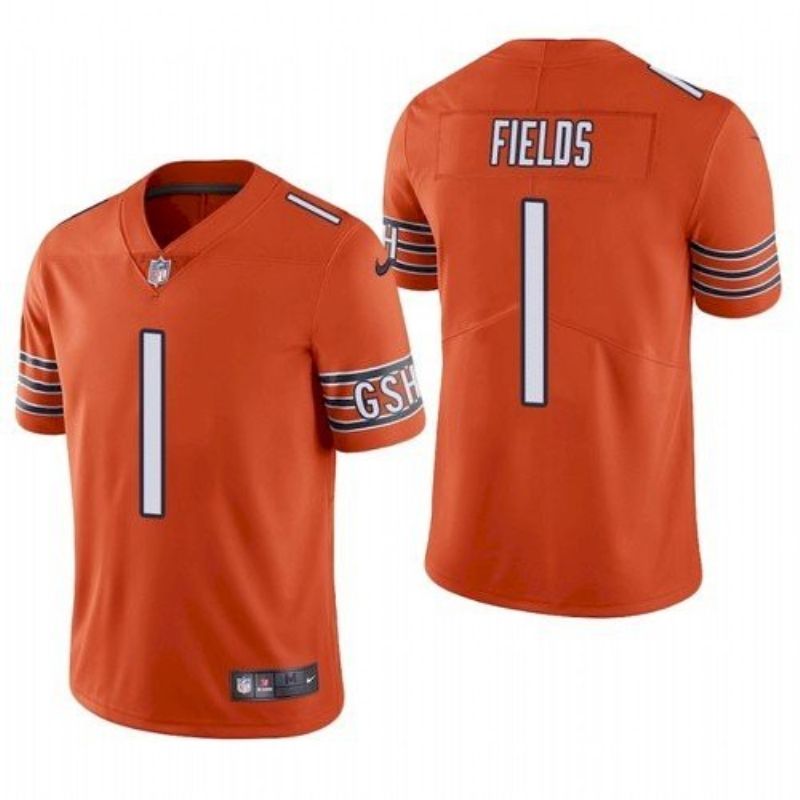 Chicago Bears Justin Fields 1 2021 Draft Nfl Burnt Orange Jersey For Fans