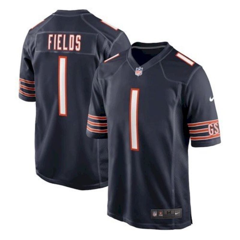Chicago Bears Justin Fields 1 2021 Draft Nfl Navy Blue Jersey For Fans