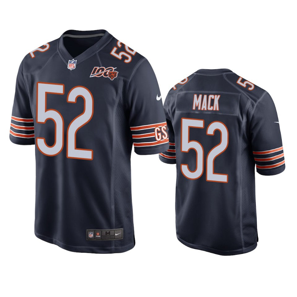 Chicago Bears Khalil Mack Navy 100th Season Game Jersey Mens