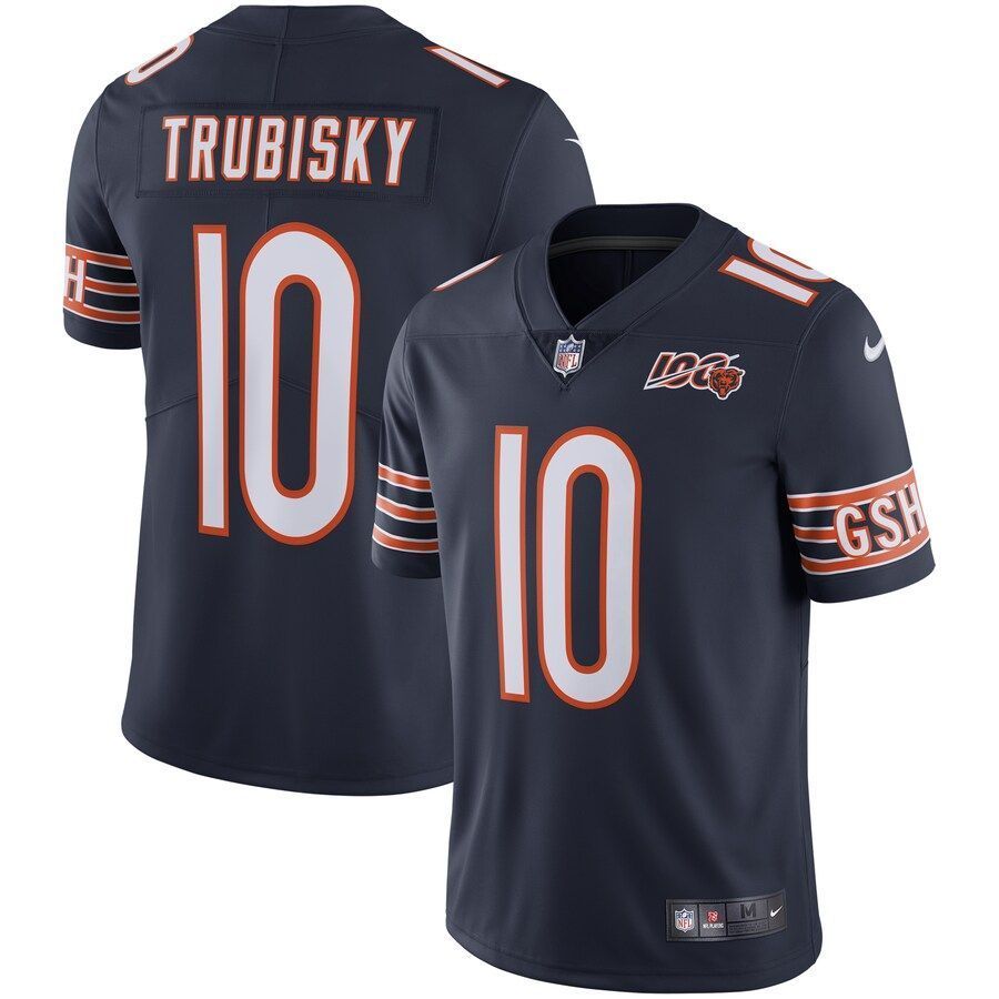 Chicago Bears Mitchell Trubisky Navy Nfl 100th Season Jersey